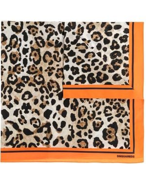 DSquared² Foulard Con Stampa Animalier - Nero
