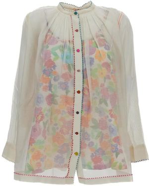 Péro Floral-Print Layered Blouse - White