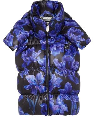 Philipp Plein Floral-Print Padded-Design Gilet - Blue