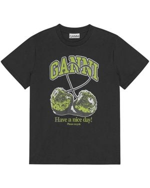 Ganni Printed T-Shirt - Black