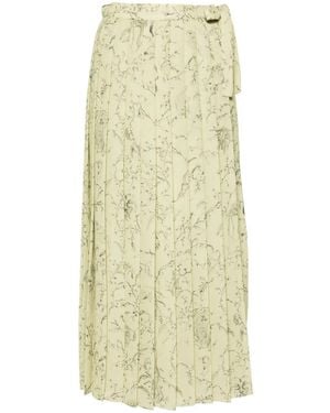 Fabiana Filippi Printed Pleated Chiffon Wrap Skirt - Green