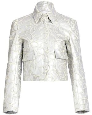 Silvia Tcherassi Perla Floral-Embroidered Cropped Jacket - White