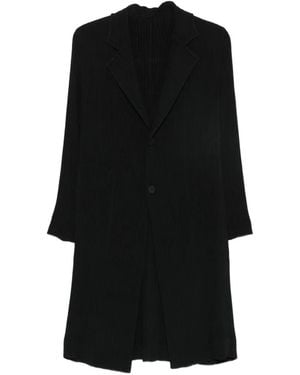 Issey Miyake Manteau Plissé À Simple Boutonnage - Black