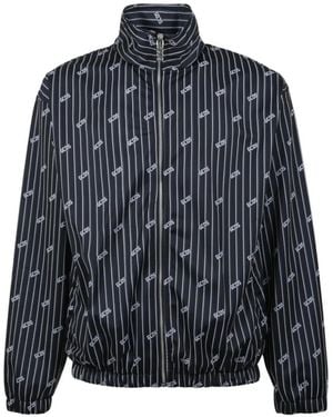 Gcds Pinstripe Logo-Print Track Jacket - Blue