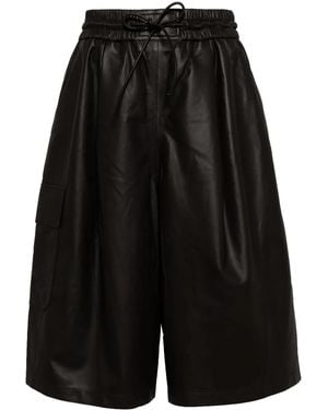 Yves Salomon Knee-Length Leather Shorts - Black