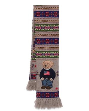 Polo Ralph Lauren Bear-Detail Fair-Isle Scarf - Purple