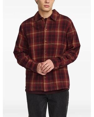 Revolution Check-Pattern Long-Sleeved Shirt - Red