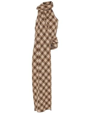 AYA MUSE Chequered Halterneck Blouse - Metallic