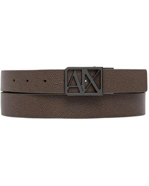 ARMANI EXCHANGE Logo-Plaque Belt - Grey