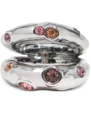 Bimba Y Lola Ring With Crystal Texture - White