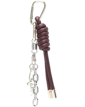 Maje Leather-Knot Keyring - White