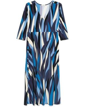 Siyu Robe Mi-Longue À Imprimé Graphique - Bleu