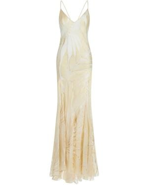 Roberto Cavalli Satin Maxi Dress - Metallic