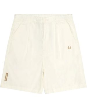 Aape By A Bathing Ape Logo-Patch Pleated Shorts - Natural