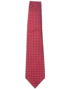 Kiton Geometric-Print Silk Tie - White