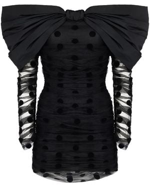 Nina Ricci Oversized-Bow Neckline Tulle Dress - Black