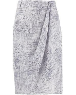 Ferragamo Alligator-Print Mini Skirt - Grey