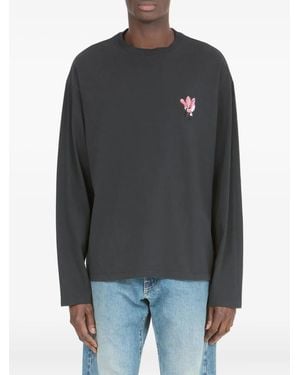 Maison Margiela Floral-Print Long-Sleeve T-Shirt - Grey