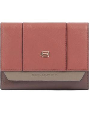 Piquadro Trifold Leather Wallet - Pink