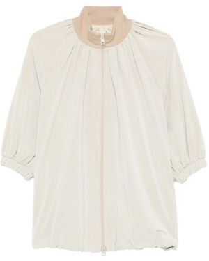 Alysi Gathered High-Neck Jacket - White