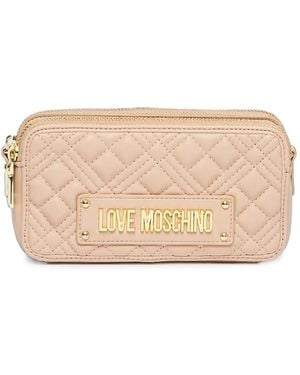 Love Moschino Pochette Matelassée À Plaque Logo - Natural