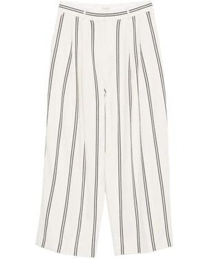 Psophia Stripe-Pattern Pleated Trousers - White