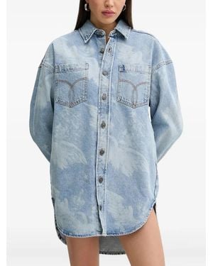 Fiorucci Angels Printed Denim Shirt Dress - Blue