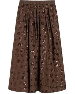 Weekend by Maxmara Sequinned Cotton Skirt - Brown