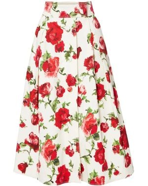 Carolina Herrera Floral-Print A-Line Skirt - Red