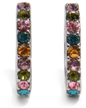 Bimba Y Lola Small Hoop Earrings With Crystals - Metallic
