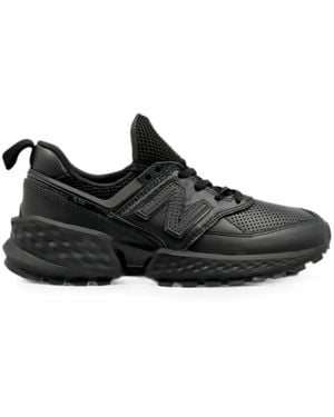 New Balance 574 Panelled-Leather Sneakers - Black