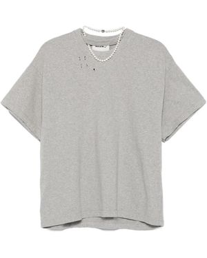 SEEN USERS Pearls Disruption Distressed Short-Sleeve T-Shirt - Grey
