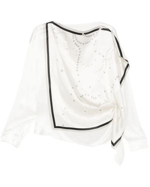 JNBY Gedrapeerde Blouse Met Parel-Print - Wit