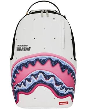 Sprayground Shark Central Liquid Chrome Backpack - White