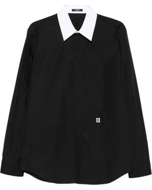 Balmain Hemd mit Kontrastkragen - Schwarz