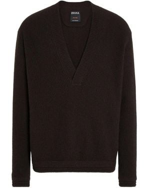 ZEGNA Oasi V-Neck Cashmere Jumper - Black