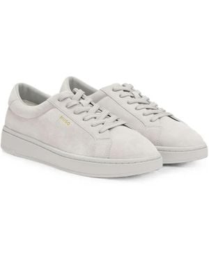 HUGO Suede Lace-Up Sneakers - White