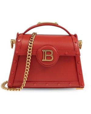 Balmain Calf Leather Dynasty Tote Bag - Red