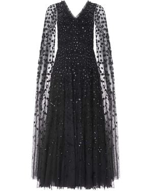 Needle & Thread Embroidered-Flowers Maxi Dress - Black