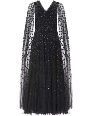 Needle & Thread Embroidered-Flowers Maxi Dress - Black