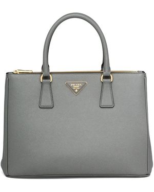 Prada Large Galleria Leather Tote Bag - Gray