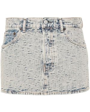 Acne Studios Falda Vaquera Con Monograma En Jacquard - Gris