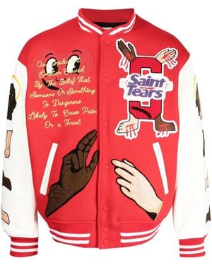 SAINT Mxxxxxx X Denim Tears Embroidered-Patch Bomber Jacket