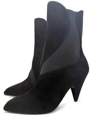 Sergio Rossi Bottines En Daim À Empiècements Contrastants - Black