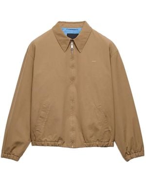 Prada Embroidered-Logo Jacket - Natural