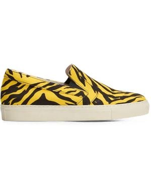 Moschino Tiger-Print Slip-On Sneakers - Yellow