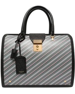 Thom Browne Borsa Tote A Righe Diagonali - Grigio