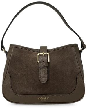 Avenue Isadora Buckled Shoulder Bag - Black