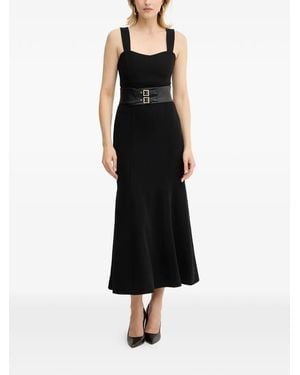 ARMANI EXCHANGE Sweetheart-Neck Belted Midi Dress - Black