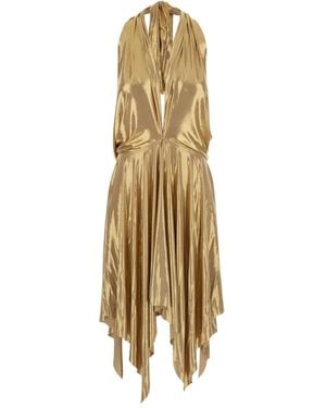 Norma Kamali Halterneck Asymmetric Dress - Metallic
